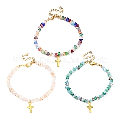 3Pcs 3 Colors Alloy Cross Charm Bracelets&nbsp;BJEW-JB12323