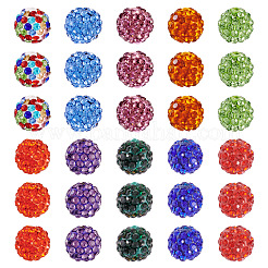 30Pcs Glass Rhinestone Clay Pave Round Beads&nbsp;RB-TA0001-27B
