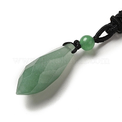 Cone Natural Green Aventurine Pendant Necklace with Nylon Rope for Women&nbsp;G-H286-08G