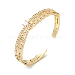Clear Cubic Zirconia Criss Cross Cuff Bangle&nbsp;BJEW-R311-01G