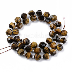 天然石タイガーアイビーズ連売り  ラウンド  多面カット  7~8x8mm  穴：1.2mm  約38~40個/連  15.16インチ（38.5cm）&nbsp;G-R482-14-8mm