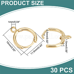 真鍮製ハギーフープピアス金具30個  水平ループ付き  24KGP本金メッキ  14x11.5x1.5mm  穴：1mm  ピン：0.5mm&nbsp;FIND-PH0008-65