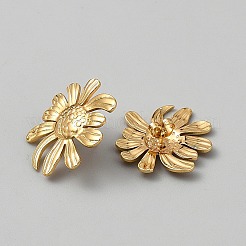 304ステンレススチールスタッドピアス  花  18KGP本金メッキ  26x25mm&nbsp;EJEW-WH0020-45