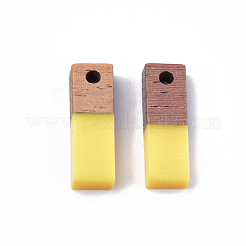 レジン＆ウッドパーツ  長方形  ミックスカラー  17x5.5x3~3.5mm  穴：1.5mm&nbsp;RESI-S358-19-M