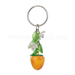 フルーツ&リーフのアクリルペンダントキーホルダー  アイアンキーホルダーリング付き  混合図形  ミックスカラー  7.25~7.8cm  5個/セット&nbsp;KEYC-JKC00680