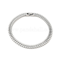 クリアキュービックジルコニアテニスブレスレット  女性用304ステンレススチールチェーンブレスレット  ステンレス鋼色  8-5/8インチ（22cm）&nbsp;BJEW-E009-03P
