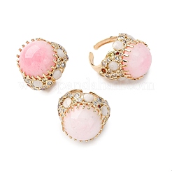 Half Round Natural Gemstone Cubic Zirconia Cuff Rings&nbsp;RJEW-M076-01G