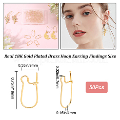 50Pcs Brass Hoop Earring Findings&nbsp;KK-CN0002-14