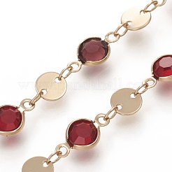 Handmade Flat Round Glass Beaded Chains&nbsp;CHC-G008-04LG-02
