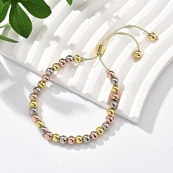 Long-Lasting Plated Brass Beads Slider Bracelets for Women&nbsp;BJEW-K268-03