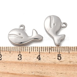 304ステンレスペンダント  クジラのチャーム  変色防止  ステンレス鋼色  12.5x17.5x3.5mm  穴：1.6mm&nbsp;STAS-L022-484P