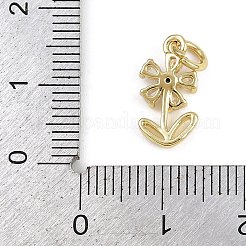 Flower Brass Micro Pave Cubic Zirconia Charms&nbsp;KK-Z123-17G