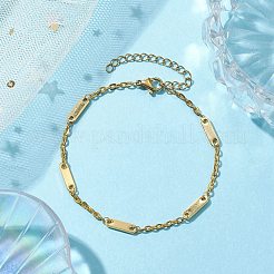 女性用304ステンレススチールオーバルリンクチェーンブレスレット  ゴールドカラー  9-1/8インチ（23.3cm）&nbsp;BJEW-JB10367