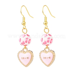 3 Pairs 3 Style Pink Alloy Enamel Charms & Resin Beads Dangle Earrings&nbsp;EJEW-JE05030-03