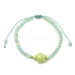 AB Color Plated Glass & Dyed Synthetical Turquoise Beaded Bracelets&nbsp;BJEW-JB13853