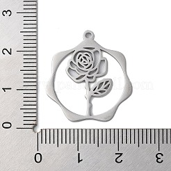 変色しない304ステンレススチールペンダント  花  ステンレス鋼色  23.5x21.5x1mm  穴：1.5mm&nbsp;LS-STAS-P338-01J-P