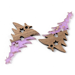Transparent Resin & Walnut Wood Pendants&nbsp;RESI-S389-018A-B01