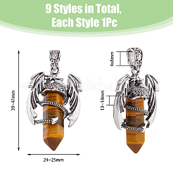 9Pcs 9 Styles Gemstone Pointed Pendants&nbsp;G-DC0001-33
