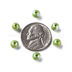不透明なアクリルビーズ  ABカラーメッキ  多面カット  ラウンド  オリーブドラブ  6x5.5mm  穴：1.5mm  約4800個/500g&nbsp;MACR-S371-135-I08