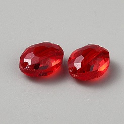 透明ガラスビーズ  オーバル  多面カット  暗赤色  12x9x5.5mm  穴：1.2mm&nbsp;GLAA-WH0042-63