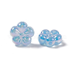 UVメッキレインボー虹色アクリルフラワービーズ  梅の花 5枚  ミックスカラー  22x23x10mm  穴：3.5mm&nbsp;X-PACR-M003-10