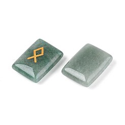 エルダーフサルクのアルファベットが刻まれた長方形の天然グリーンアベンチュリンルーンストーン25個  19.5~20x15x5.5~6mm&nbsp;G-T142-36