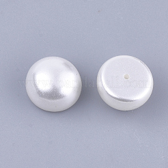 ABSプラスチックパール調ビーズ  片穴  ドーム/ハーフラウンド  ホワイト  10x7mm  半分穴：1mm  約1000個/袋&nbsp;OACR-Q175-10mm-01