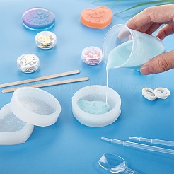 DIY食品グレードシリコンモールド  UVレジン＆エポキシ樹脂のジュエリー作り用  白rの木製クラフトアイスクリームスティック  プラスチック製トランスファーピペット＆スプーン＆計量カップ  ラテックス指サック  ホワイト  58x14mm  内径：48mm  1 PC&nbsp;DIY-PH0004-90