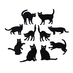 UV片面プリント木製ペンダント装飾10個  猫  ジュートロープ吊り下げ装飾  レーザーカットウッドシェイプ  ブラック  46~88.5x61~98x2mm  穴：2.5~2.8mm&nbsp;WOOD-N020-16