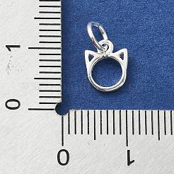925 Sterling Silver Outline Cat Head Shape Charms&nbsp;STER-M119-15S