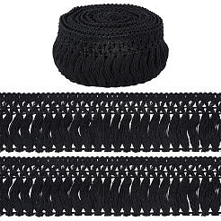 コットンフリンジレーストリム  コットンリボン  バックパック用  服  ブラック  1-7/8インチ（48mm）  約5.00ヤード（4.57m）/ロール&nbsp;OCOR-WH20007-375B-02