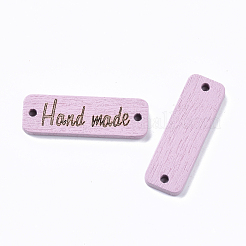 スプレー塗装された木製リンクコネクター  手作りの長方形  プラム  10x30.5x3mm  穴：1.8mm&nbsp;WOOD-T026-012