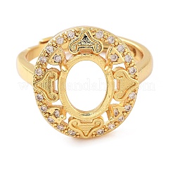 Rack Plating Oval Brass Micro Pave Cubic Zirconia Adjustable Ring Components&nbsp;KK-Q819-08G