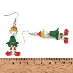 Acrylic & Shell Pearl & Glass Dangle Earrings&nbsp;EJEW-TA00827