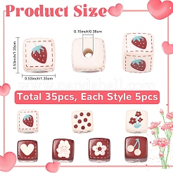 35Pcs 7 Styles Opaque Printed Acrylic Beads&nbsp;MACR-YW0004-38