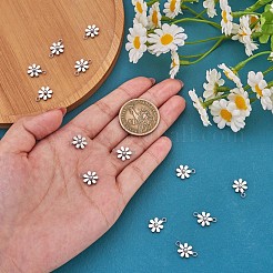 430ステンレススチール製小花コネクタチャーム＆ペンダント12個  金属デイジー ペンダント ジュエリー イヤリング ブレスレット 手作り製作  ステンレス鋼色  9mm  穴：2mm&nbsp;JX240A