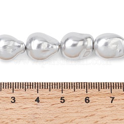 電気メッキ不透明ガラス模造真珠ビーズ連売り  ナゲット  ゲインボロ  14x11x12mm  穴：1.1mm  約28個/連  15.43''（39.2センチメートル）&nbsp;EGLA-H113-06