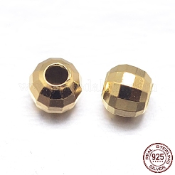 ファセットラウンド 925 スターリングシルバー スペーサー ビーズ  18KGP本金メッキ  3mm  穴：1.2mm  約333個/20g&nbsp;STER-M103-03-3mm-G