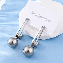 304ステンレススチールラウンドダングルスタッドピアス  ステンレス鋼色  47.5x14mm&nbsp;EJEW-Z098-31P