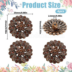 4Pcs 1-Hole Alloy Glass Shank Buttons&nbsp;FIND-DR0002-01AG