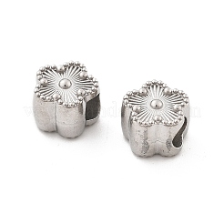 304ステンレススチールヨーロピアンビーズ  大きな穴ビーズ  ステンレス鋼色  花  10x10x7.5mm  穴：4mm&nbsp;STAS-M112-03P-06