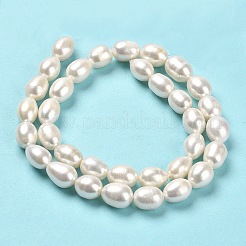 天然養殖淡水パールビーズ連売り  ライス  グレード5 A  フローラルホワイト  10.5~13x9~10mm  穴：0.5mm  約33個/連  15.75~15.87インチ（40~40.3cm）&nbsp;PEAR-E016-085