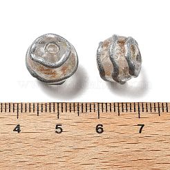 明るい手作りの金の砂のランプワークビーズ  手描きのビーズ  ストライプ付きラウンド  暗闇で光る  キャメル  12.5~13mm  穴：1.8mm&nbsp;LAMP-V001-01
