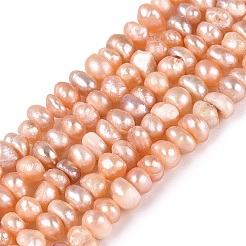 天然養殖淡水パール ビーズ 連  フラットラウンド  砂茶色  3~6.5x3~6.5x1.5~4mm  穴：0.6mm  約126~134個/連  13.58~13.98インチ（34.5~35.5cm）&nbsp;PEAR-N015-04C-01B