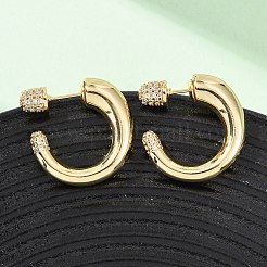Brass Micro Pave Cubic Zirconia C-Shaped Stud Earrings&nbsp;EJEW-B153-05G