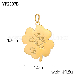 Clover with Word Charms 304 Stainless Steel Pendants&nbsp;STAS-OY004-53G