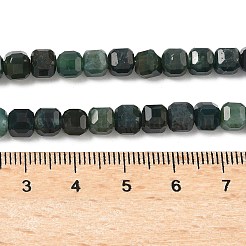 天然石モスアゲートビーズ連売り  ファセットテーブルカットキューブ  5.5~6x5.5~6x5~5.5mm  穴：1mm  約73個/連  14.96''（38センチメートル）&nbsp;G-F797-A21-01