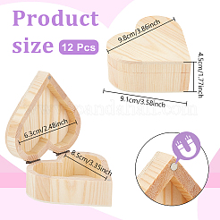 蝶番付きの蓋が付いた木製の梱包箱  ハート  トウモロコシの穂の黄色  9.1x9.8x4.5cm&nbsp;CON-WH0107-74