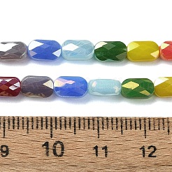 電気メッキガラスビーズセット  多面カット  コラム  ミックスカラー  7x4.5x3.5mm  穴：1mm  約28個/連  7.83インチ（19.9cm）&nbsp;EGLA-C004-05