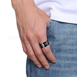 Rainbow Color Pride Flag Word Love Rotating Enamel Finger Ring&nbsp;RABO-PW0001-034E